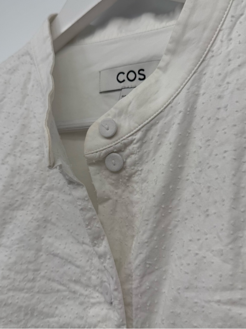Cos White Button Down Blouse Mandarin Collar Clas… - image 5